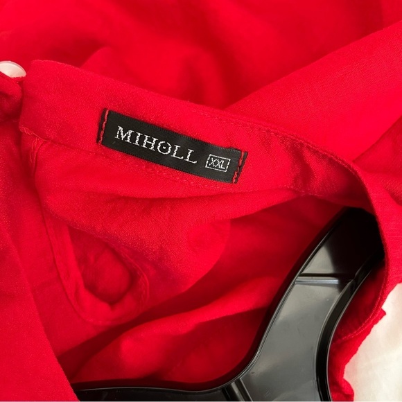 Miholl Tiered Dress Women's Size XXL Red Flutter Short Sleeve Twirl Colorful - Picture 6 of 6